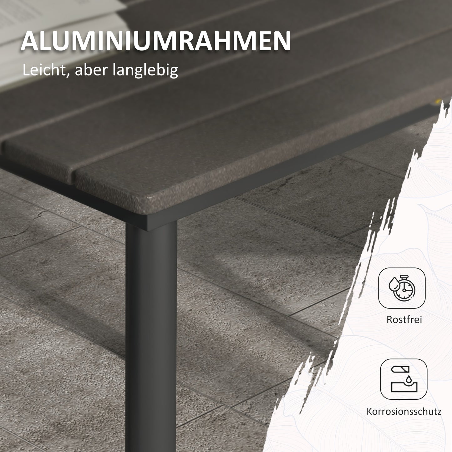 Tuintafel – Buiten tafel – Terrastafel – Eettafel – Loungtafel – Donkergrijs – Weerbestendig Aluminium – Parasolgat 90x90x75 cm