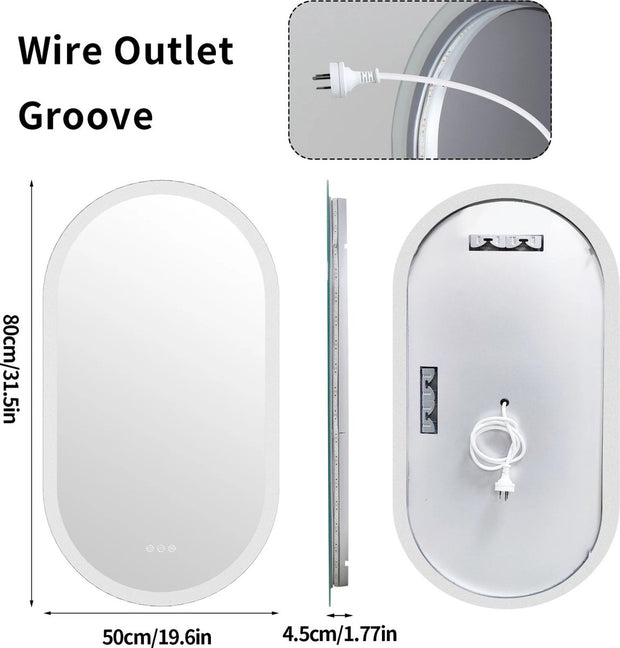 Mirror with lighting - For the bathroom - LED lighting - Both horizontal and vertical - Anti-fog