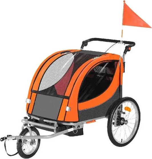 Aanhanger Fiets - Fietskar - Fietskar Voor Kinderen - Kinderfietskar - Fiets Aanhanger - Dubbelzits Drager - Opvouwbaar - QUORE