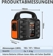 Nood powerstation - Draagbaar - Generator - Compatibel met zonnepaneel - 150W - 27000 mAh - 220V/99W AC outlet - Lcd display - Noodverlichting - Sos modus - Zwart oranje