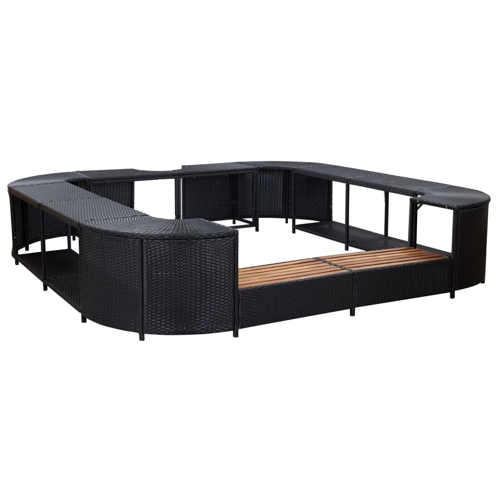 Spa-omranding – Spaomkasting – Spaafdekking – Spabehuizing – Spabekleding – Zwart – Weerbestendig PE-Rattan – Stevig Metalen Frame