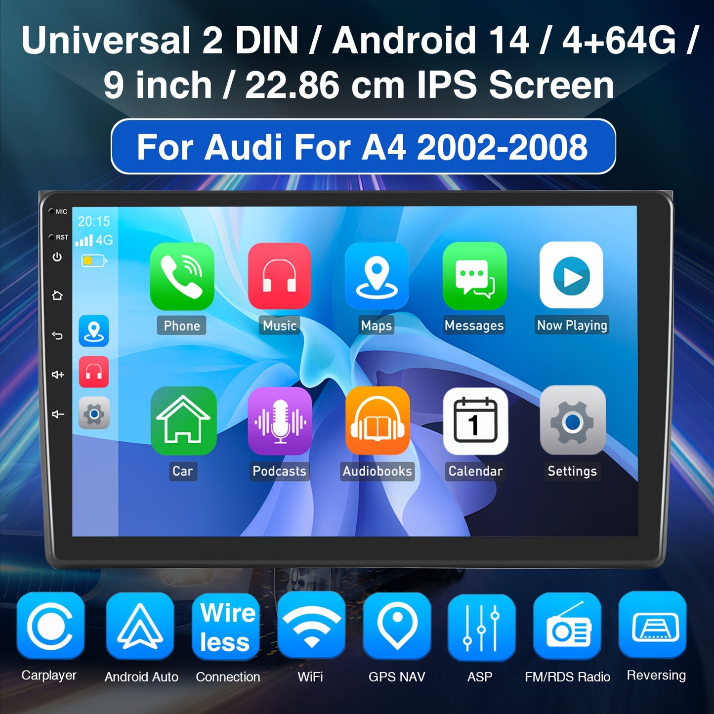 Android Autoradio – Multimedia Systeem – Navigatiesysteem – DAB+ Radio – Achteruitrijcamera – 9 Inch HD Touchscreen – Draadloze CarPlay & Android Auto