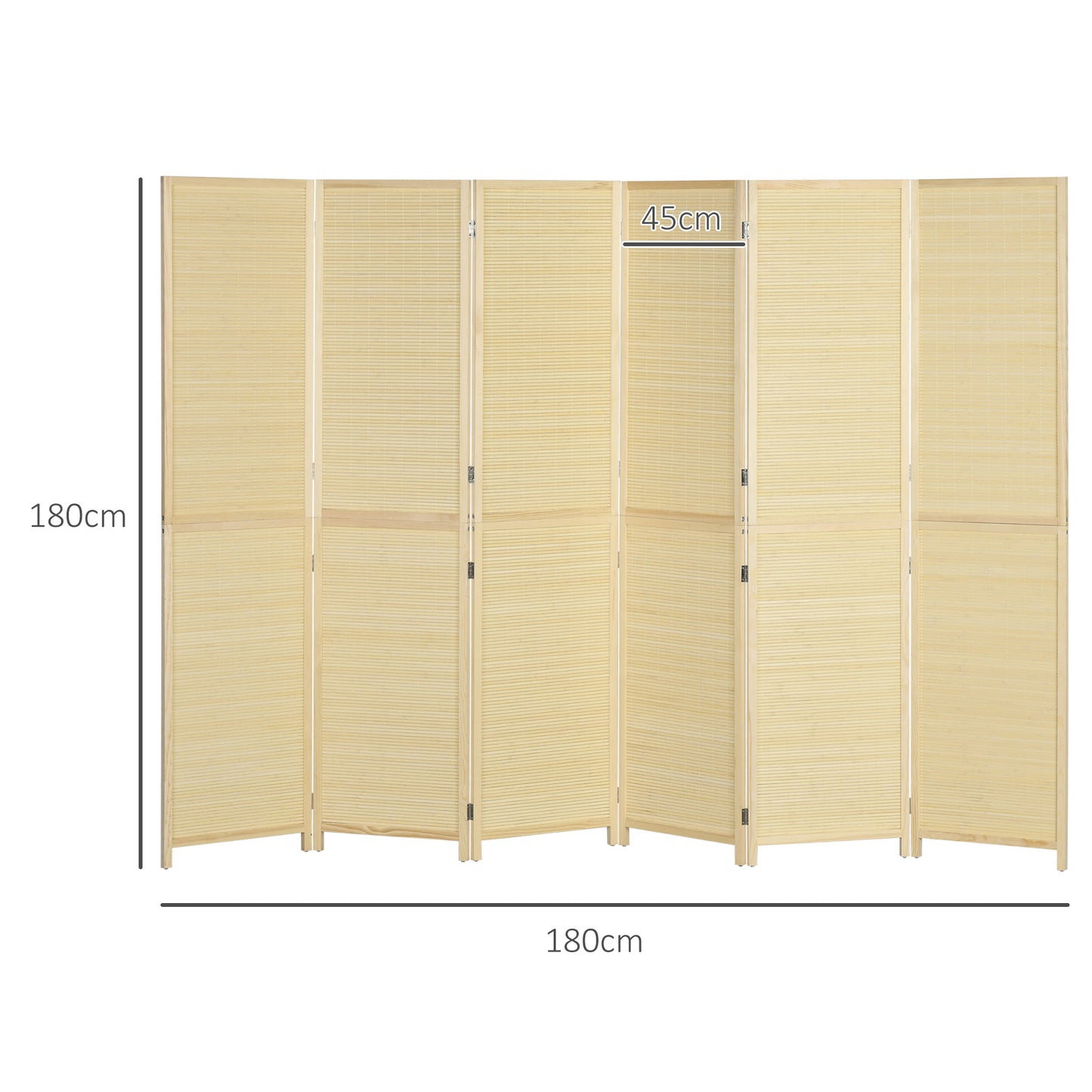 Kamerscherm – Kamerverdeling – Roomdivider – Scheidingswand – Kamerscherm bamboe – 6 Panelen – 270x180 cm – Lichtgewicht & Natuurlijk materiaal