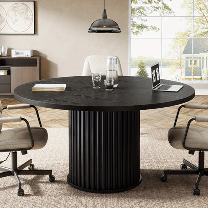 Ronde Vergadertafel – Vergadertafel – Werktafel – Eettafel – Overlegruimte – Compact 120 cm – Houten Blad Met Metalen Onderstel