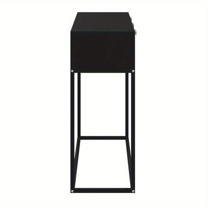 Elegant Black 3-Tier Sideboard with Natural Wood Panels and X-Shape Metal Frame, 104.14cm x 30.48cm x 76.2cm - Ideal for Bedroom, Living Room, Office, or Veranda, Cute Room Decor, Standing Shelf
