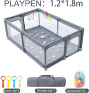 Opvouwbare babybox - Babyspeeltuin - Grondbox - Speelbox - Veiligheidshek - Baby kruipruimte - Inklapbaar - Ballenbak - Grijs - 120x180cm