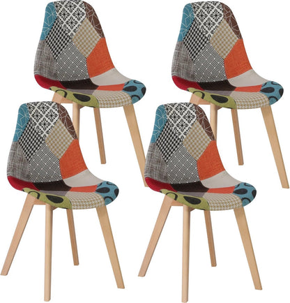 Eetkamerstoelen - Design Stoelen – Gestoffeerd - Kuipstoel - Stoel – Stoelen - Eetkamerstoelen Set van 4 - Rood | Oranje | Blauw