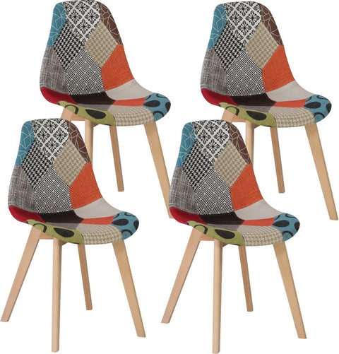 Eetkamerstoelen - Design Stoelen – Gestoffeerd - Kuipstoel - Stoel – Stoelen - Eetkamerstoelen Set van 4 - Rood | Oranje | Blauw