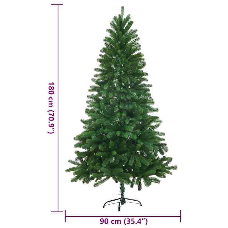Extra Tall 180cm/6ft Artificial Christmas Tree with Realistic Needles - Extra Wide Base (40cm) & Sturdy PE/Polyethylene & Steel Construction - Heavy-Duty Floor Tree for Large Spaces, Indoor/ Use - Easy Assembly, 700-Branches,