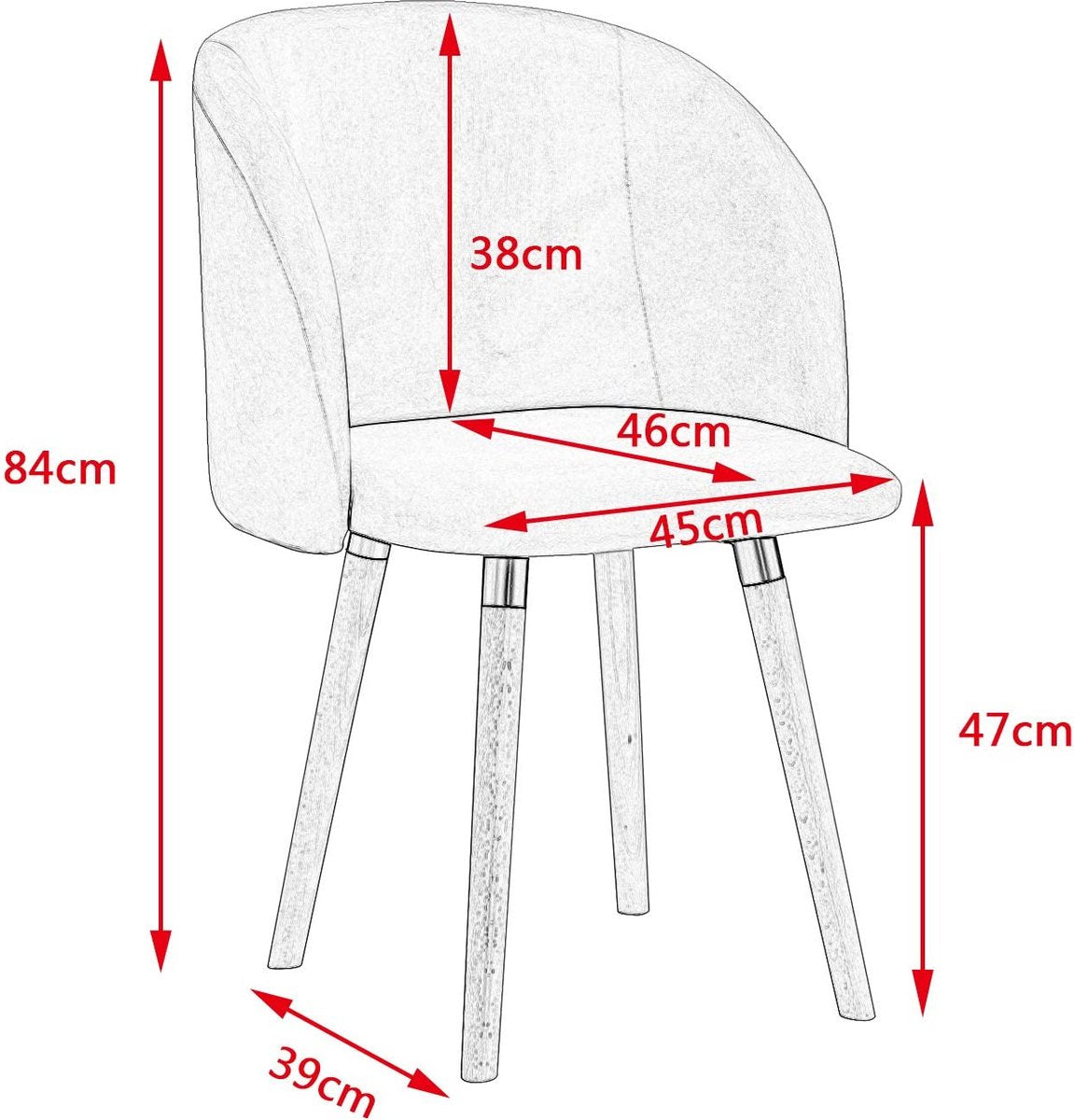 Eetkamerstoel - Keukenstoel - Woonkamerstoel - Gestoffeerde Stoel - Design Stoel met - Armleuningen - Massief Houten Frame - 1x - Donkergrijs