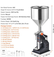 Handmatige vulmachine - Vloeistofvulmachine - 5 - 50 ml - 10 liter trechter - Met pedaal - Verstelbare capaciteit - Voor diverse vloeistoffen