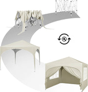 Partytent - Partytent met zijwanden - Opvouwbaar - Paviljoen - Waterdicht - 3x3 m - Beige