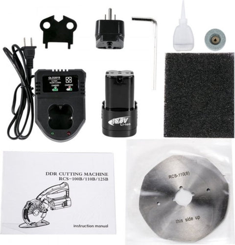 Roterende Snijder - Elektrische Schaar - Professioneel Cirkelzaag - voor het Snijden van Stof, Katoen, Leer, Ambachten - Draadloze doe-het-zelf-Gereedschappen voor Patchwork - 125 mm Snijbladen - Blauw