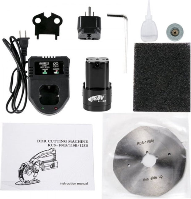 Roterende Snijder - Elektrische Schaar - Professioneel Cirkelzaag - voor het Snijden van Stof, Katoen, Leer, Ambachten - Draadloze doe-het-zelf-Gereedschappen voor Patchwork - 125 mm Snijbladen - Blauw