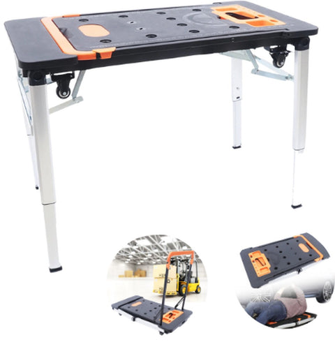 Multifunctionele Werkbank - 7-in-1 - Transport Trolley - Tot 250kg - 109x55 cm - Hoogte Verstelbaar - 4 Wielen - Opvouwbaar - Inklapbaar