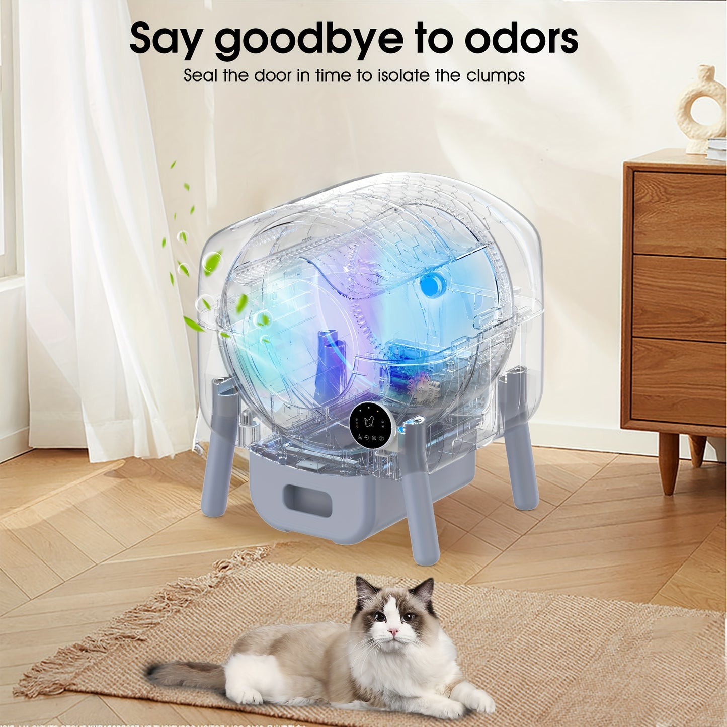 Kattenbak – Kattentoilet – Kattenbak Zelfreinigend – Kattenbak Automatisch – Kattenbak Met App – Groot Volume 76L – Infraroodsensor & LED-verlichting