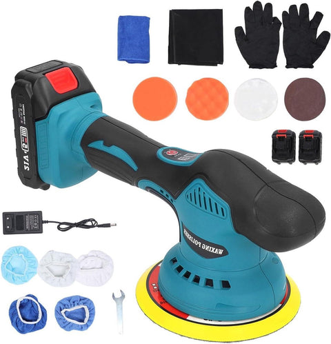 Elektrische excentrische auto polijstmachine - 21 V, inclusief polijstaccessoires - EU-versie