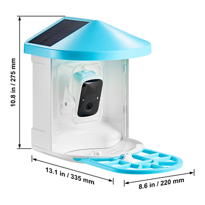 Voederhuisje – Vogelvoederhuisje – Vogelvoederstation – Voedersilo – Slim Vogelhuisje met Camera – AI Vogelherkenning 10.000+ Soorten – Zonne-energie met 2K HD Nachtzicht