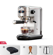 Espresso Machine - Espresso Machine - Verse Espresso, Cappuccino Of Koffie - 19 Bar - Semi- Automatisch - Zowel Hete Als Koude Bereidingen - Slank Model - 1,1 Liter Water Reservoir - Incl Stamper, Melk opschuim kan En Rubber Mat - Ex Koffiemolen