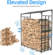 Haardhoutrek - Haardhout rek - Brandhout rek - Openhaard Hout - Houtopslag - Extra groot rek met dak - 156.5 x 60 x 176.5 cm