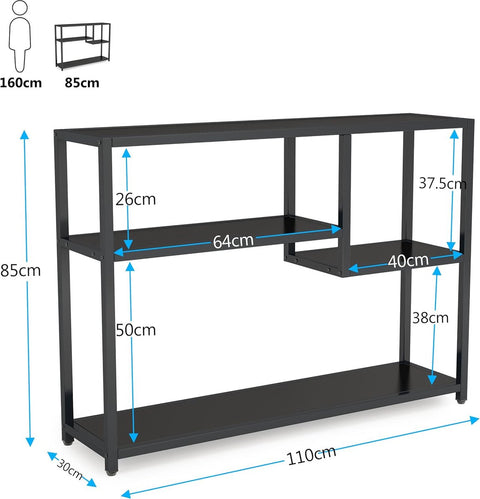 Console Tafel – Dressoirtafel – Industrieel – Bijzettafel – Hout en Metaal – Zwart – 30 x 108 x 85 cm