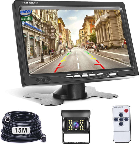 Achteruitrijcamera met 7 inch LCD-monitor - Nachtzicht, Waterdicht, Geschikt voor Auto's, Vrachtwagens en Campers