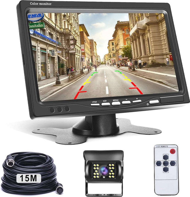 Achteruitrijcamera met 7 inch LCD-monitor - Nachtzicht, Waterdicht, Geschikt voor Auto's, Vrachtwagens en Campers