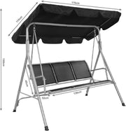 Schommelzitje - Schommelbank - Ligstoel met zonnedak - 3-zits - Lichtbruin/Beige