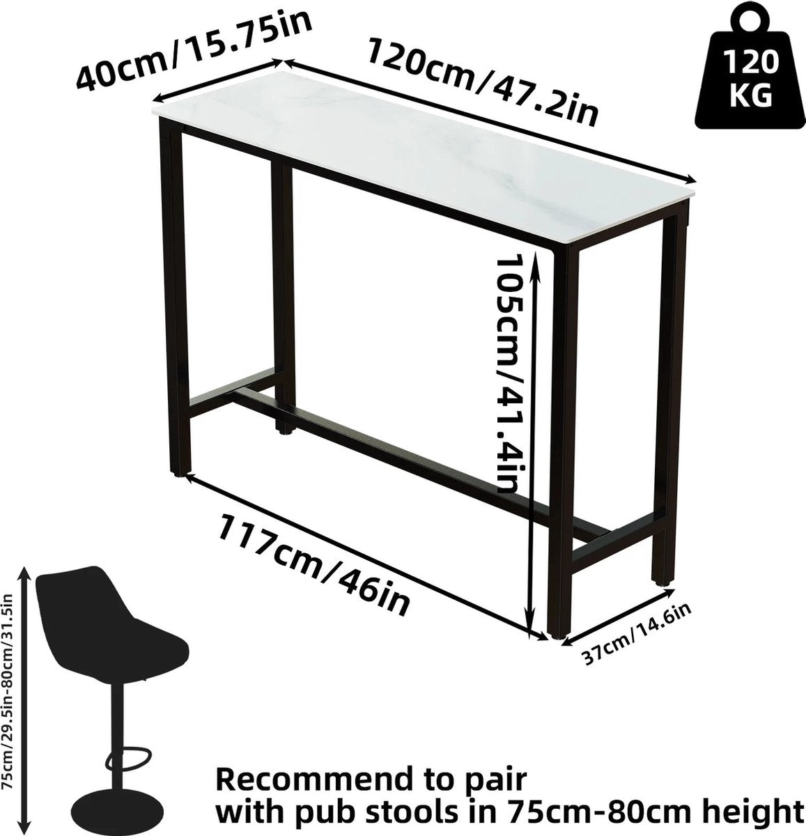 Bar tables - Kitchen bar table - Dark gray - With black metal frame