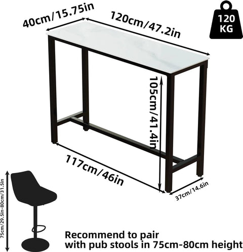 Bartafels - Bartafel keuken - Donker grijs - Met zwart metalen frame