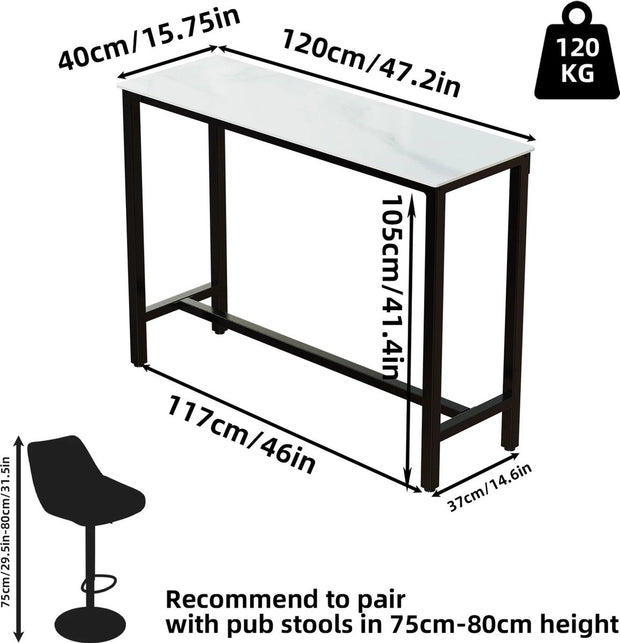 Bartafels - Bartafel keuken - Donker grijs - Met zwart metalen frame