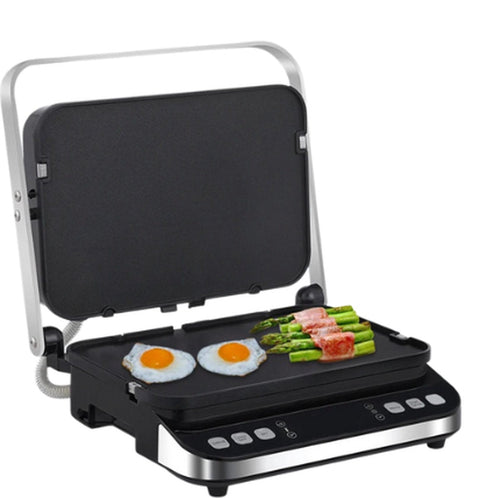 Contactgrill -Tosti Apparaat - Bakplaat - 6-in-1 - 2000W - Uitneembare Platen - Extra Groot - Anti Aanbak - 180° Uitklapbaar - Snel Schoon