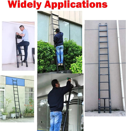 Telescopische Opvouwbare Ladder - 5M Aluminium Verlengladder met Afneembare Haak en Antislipdoppen - Geschikt voor Schilderen, Ramen Wassen, Onderhoud - Werkhoogte 500cm