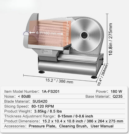Vleessnijmachine - Snijmachine - Allessnijder - Snijmachine Allessnijder - Vleessnijmachine Voor Thuis - Vlees Snijmachine