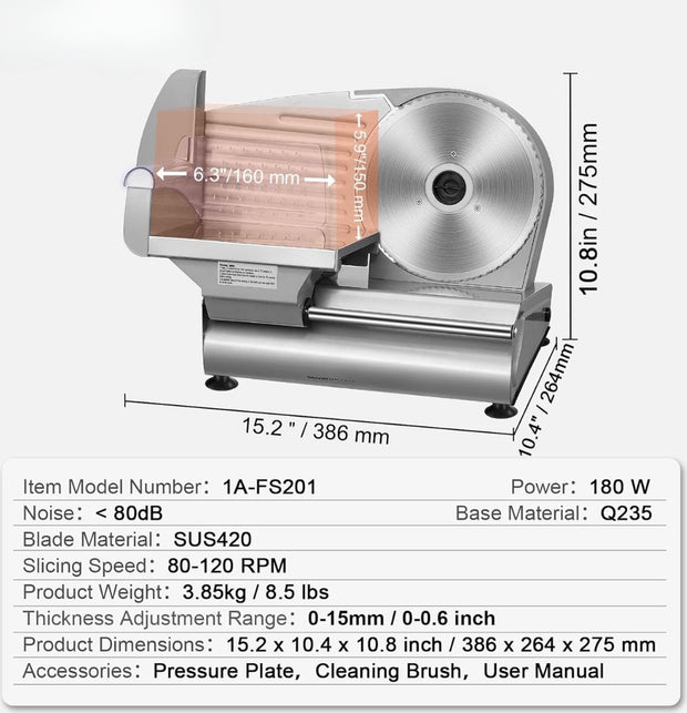 Vleessnijmachine - Snijmachine - Allessnijder - Snijmachine Allessnijder - Vleessnijmachine Voor Thuis - Vlees Snijmachine