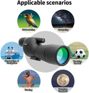 Spotting Scope - Telescope - Waterproof - 45 Degrees - BAK-4 Slanted Eyepiece - Table Tripod - Mobile Phone Adapter - Birdwatching - Celestial Observation
