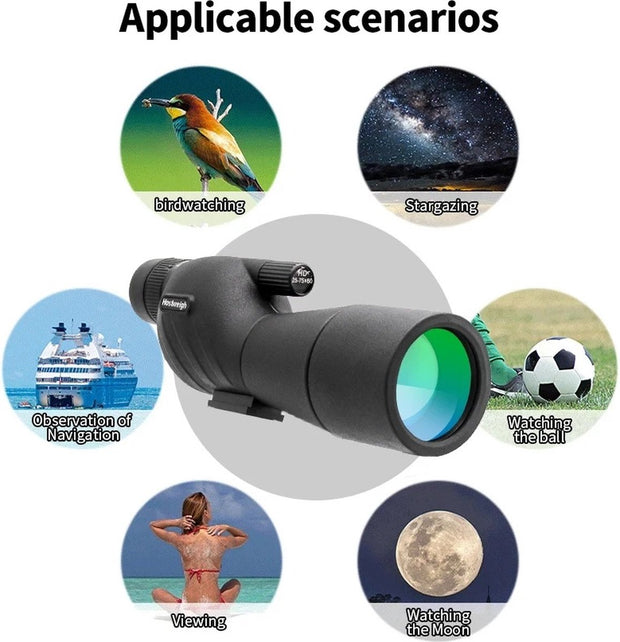 Spotting Scope - Telescope - Waterproof - 45 Degrees - BAK-4 Slanted Eyepiece - Table Tripod - Mobile Phone Adapter - Birdwatching - Celestial Observation