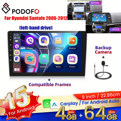 Autoradio – Car Stereo – Auto Radio – Multimedia Systeem – 2-DIN – 9 Inch Touchscreen – Android 15 Systeem – Draadloos CarPlay & Android Auto – AHD Achteruitrijcamera – 4GB RAM 64GB Opslag
