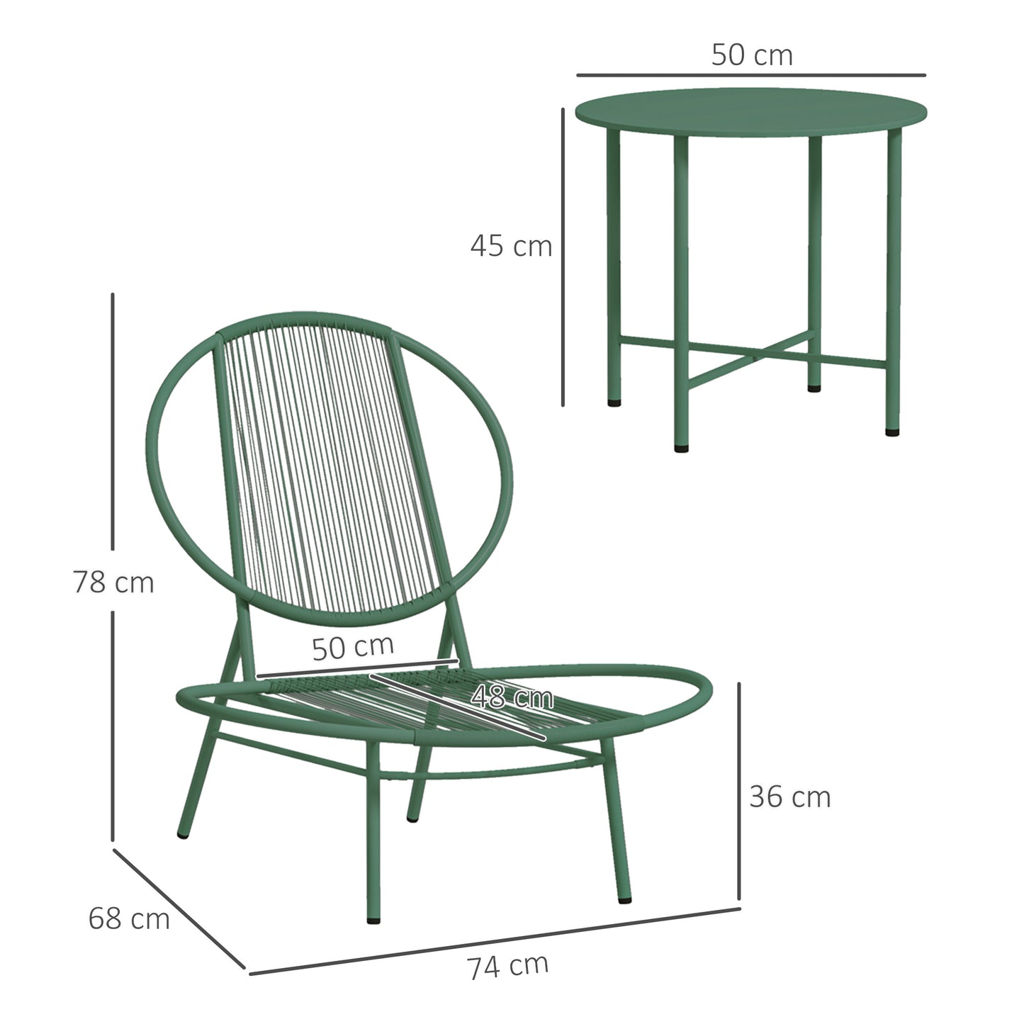 Loungeset – Tuinset – Balkonmeubels – Bistro Set – Loungeset Buiten – 3-delig – Weerbestendig Staal – Compact Design