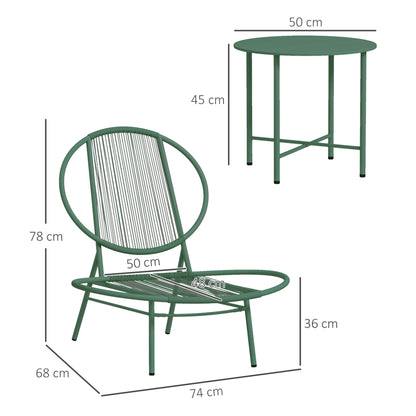 Loungeset – Tuinset – Balkonmeubels – Bistro Set – Loungeset Buiten – 3-delig – Weerbestendig Staal – Compact Design