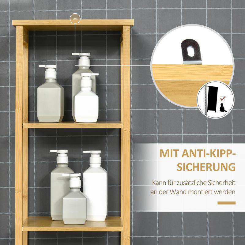 Hoge Badkamerkast – Hoge Kast – Opbergkast – Badkamerrek – Opbergmeubel – 3 Planken Achter Deur – Compact 173 cm Hoog – Eenvoudige Montage Zonder Gereedschap
