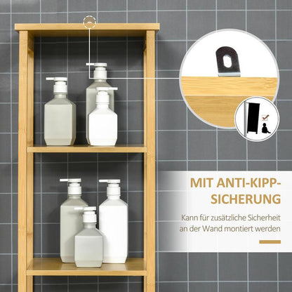 Hoge Badkamerkast – Hoge Kast – Opbergkast – Badkamerrek – Opbergmeubel – 3 Planken Achter Deur – Compact 173 cm Hoog – Eenvoudige Montage Zonder Gereedschap