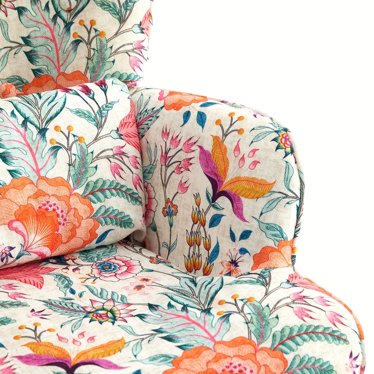 Bohemian Flower schommelstoel – Ergonomisch ontwerp met hoge rugleuning, lendenkussen en duurzaam metalen frame – Stijlvolle lounge- en leesstoel voor de woonkamer of het kantoor – Mix van kleuren