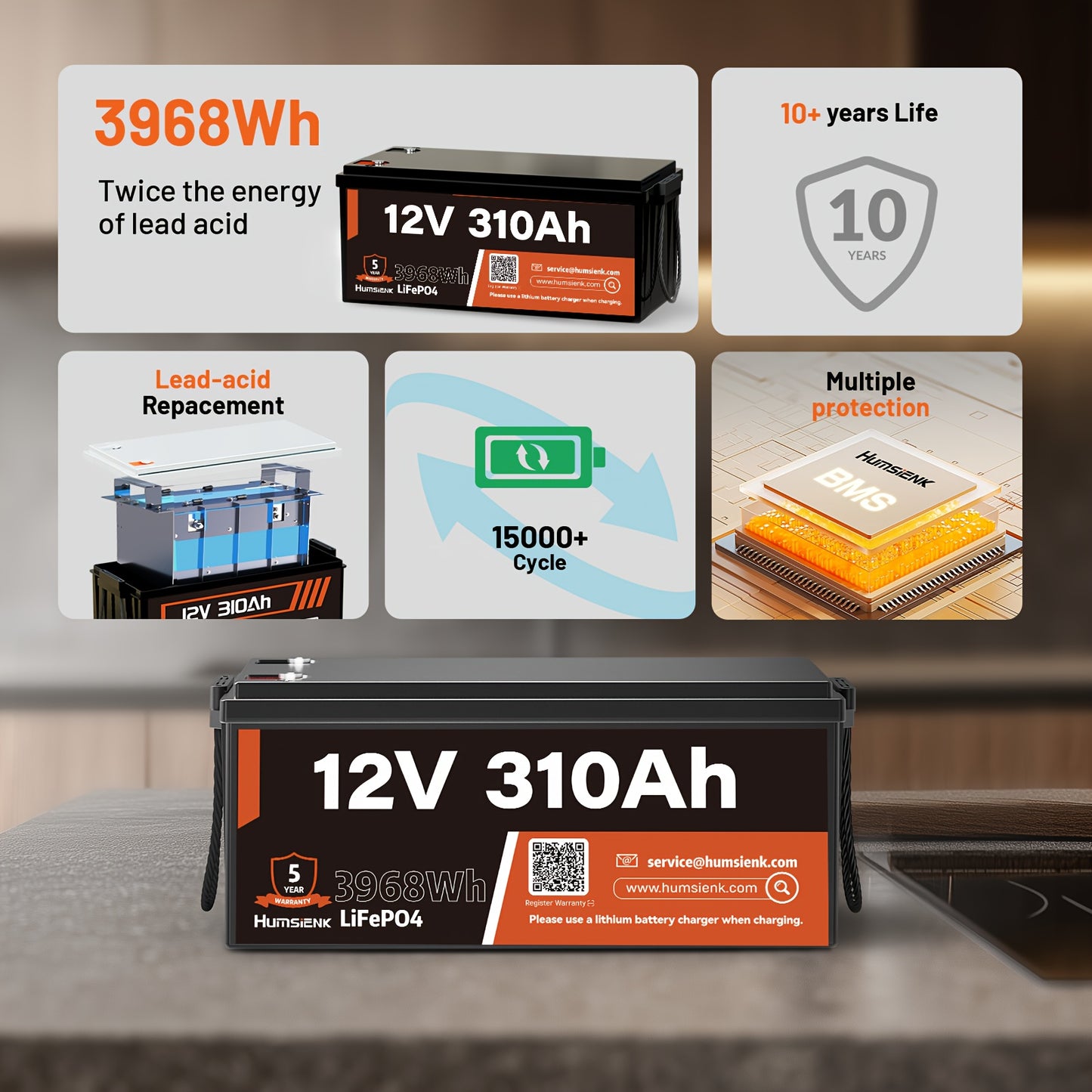 LiFePO4 Accu – Lithium Accu – Bootaccu – Camperaccu – Batterij Set – 2x 12V 310Ah – 100A BMS Ingebouwd – Laagtemperatuurbescherming