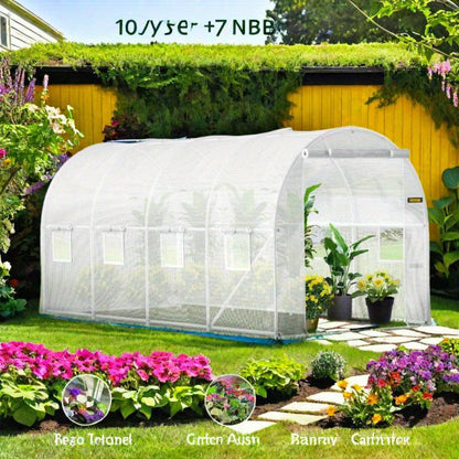 Draagbare Kas – Tuinkas – Serre – Plantenkas – Groentekas – Stalen Frame – 4,57x19,81 Meter – Ritsdeuren Met Oprolbare Ramen
