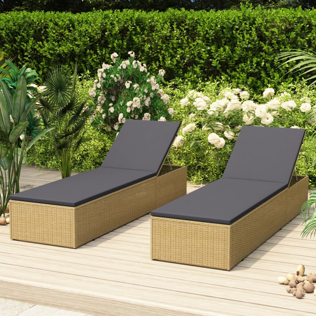 Ligstoel Voor Buiten – Tuinstoel – Relaxstoel – Zonnebed – Balkonstoel – Lichtgewicht PE-Rattan – Afneembaar Wasbaar Kussen
