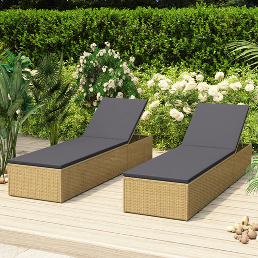 Ligstoel Voor Buiten – Tuinstoel – Relaxstoel – Zonnebed – Balkonstoel – Lichtgewicht PE-Rattan – Afneembaar Wasbaar Kussen