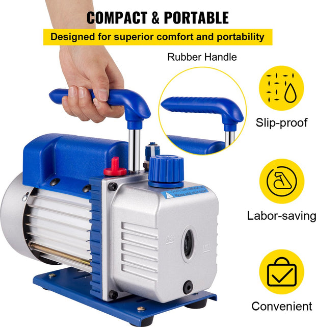 Vacuümpomp - 3CFM - 1Traps - Airconditioningpomp - 220ml Olie Capaciteit