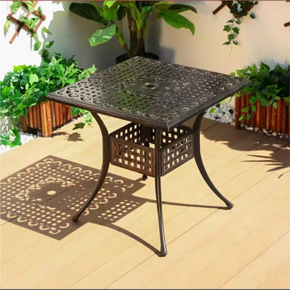 Tuinset Tafel – Tuinmeubel – Balkonset – Eettafel – Bistrotafel – Weerbestendig Aluminium – Parasolgat 80x80 cm