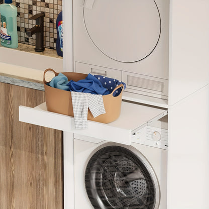Wasmachinekast – Wasmachine Meubel – Wasmachine Ombouw – Wasmachine Rek – Wasdroger Kast – 180x65x66 cm – Uittrekbaar Werkblad – Max 100 kg Draagvermogen